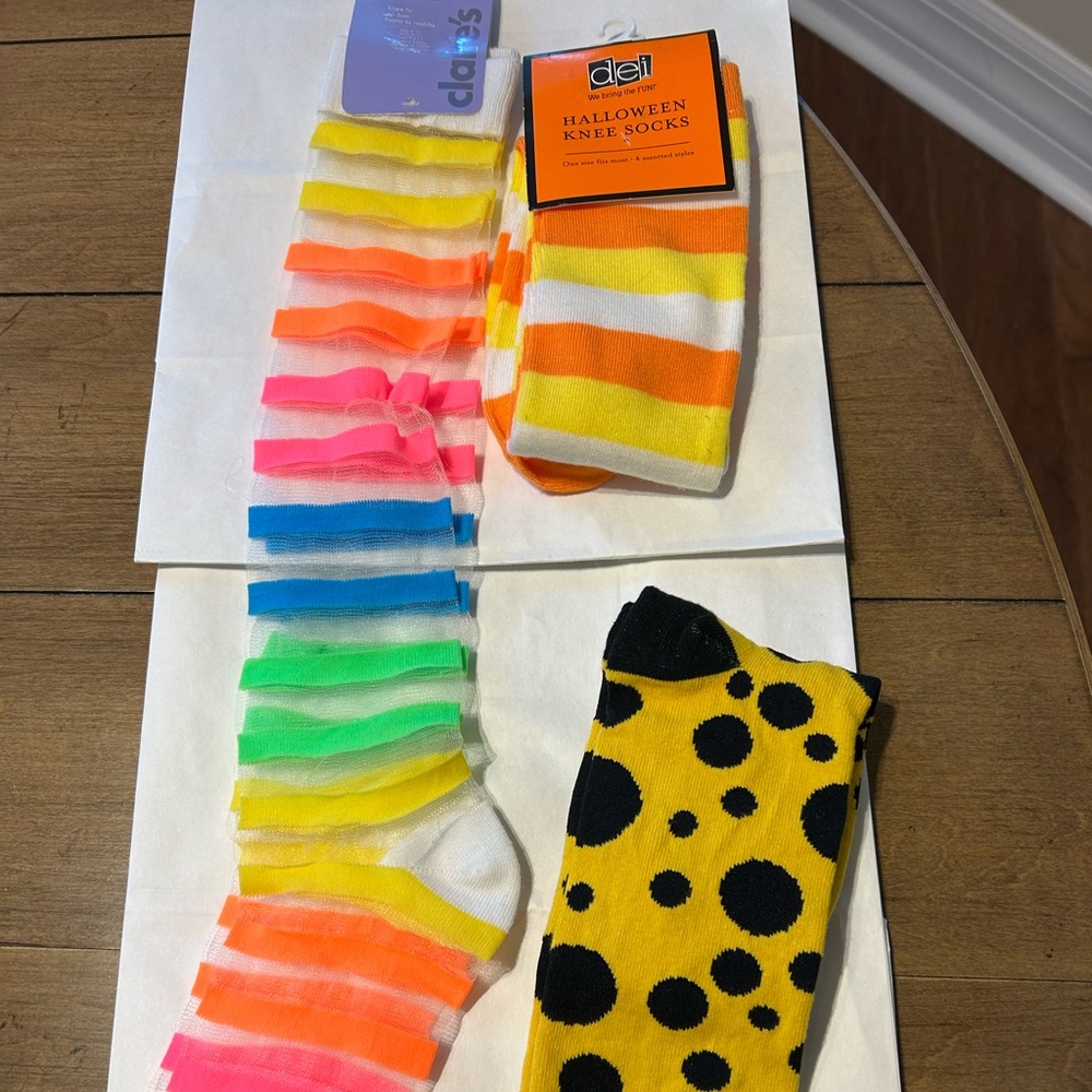 FUN Colorful Striped and Polka Dot Socks Set